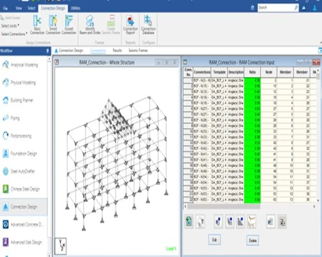 staad pro-ram connections-moment connections-shear connections-joint design